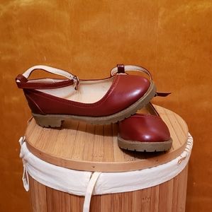 Maroon Ankle Strap Mary Janes